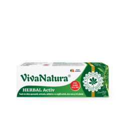Herbal Activ - pasta de dinti 99,5% naturala spumanta cu argila si Aloe Vera, fără fluor 50 ml - Leonard Radutz formula - VivaNatura