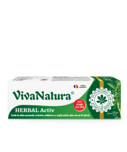 Herbal Activ - pasta de dinti 99,5% naturala spumanta cu argila si Aloe Vera, fără fluor 50 ml - Leonard Radutz formula - VivaNatura