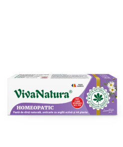 Homeopatic - pasta de dinti naturala 99,5% cu argila si 44 plante, fara fluor, 50 ml - Leonard Radutz formula - VivaNatura
