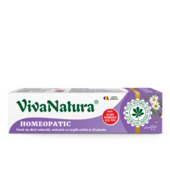Homeopatic - pasta de dinti naturala 99,5% cu argila activa si 44 plante, fara fluor, 80 ml - Leonard Radutz formula - VivaNatura