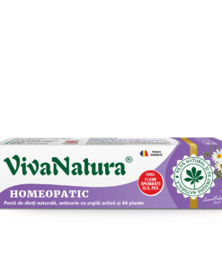 Homeopatic - pasta de dinti naturala 99,5% cu argila activa si 44 plante, fara fluor, 80 ml - Leonard Radutz formula - VivaNatura