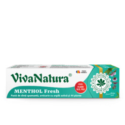Menthol Fresh - pastă de dinți naturală 99,8% cu argilă și plante, fără fluor, 80 ml - Leonard Radutz formula - VivaNatura