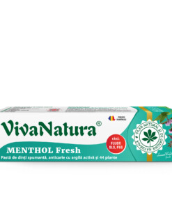Menthol Fresh - pastă de dinți naturală 99,8% cu argilă și plante, fără fluor, 80 ml - Leonard Radutz formula - VivaNatura