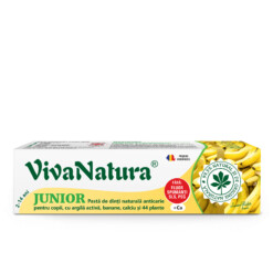 Junior Banană - Pastă de dinți naturală pentru copii cu argilă și banane, fără fluor, 80 ml - Leonard Radutz formula - VivaNatura
