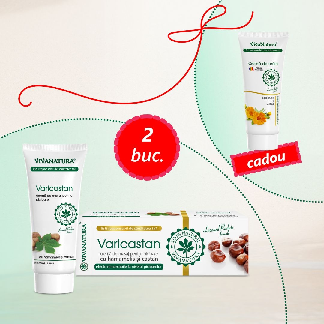 Pachet Varicastan 2 buc + CADOU Cremă de mâini cu gălbenele și cătină